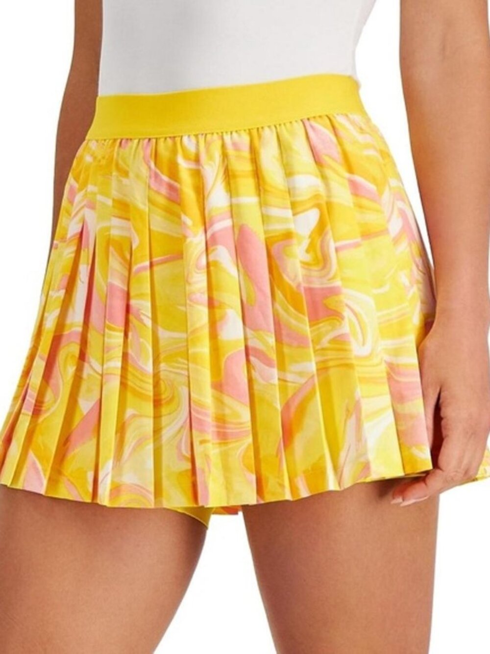 Ideology Yellow Swirl Pleated Skort, Size M